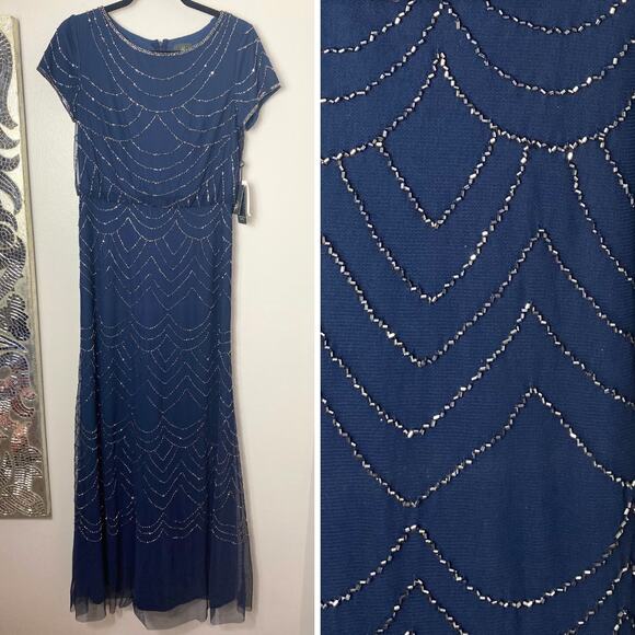 NWT ADRIANNA PAPELL DRESS GOWN 2 MOTHER OF THE BRIDE BRIDESMAID FORMAL EVENING - Picture 2 of 16